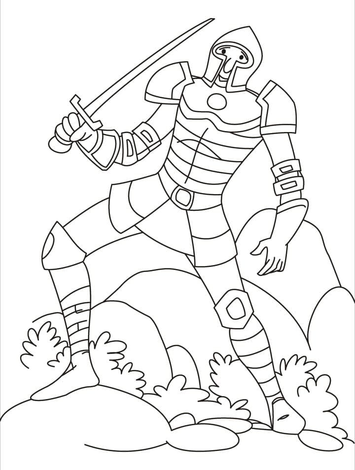 Coloriage chevalier heureux