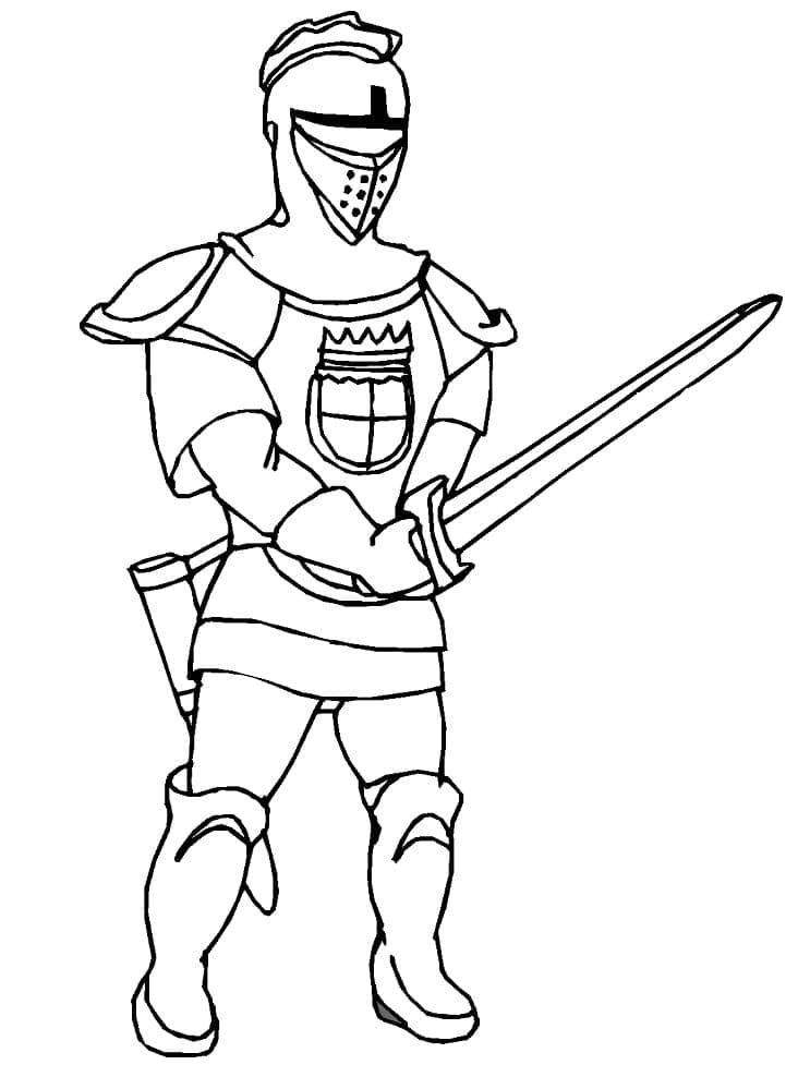 Coloriage chevalier tenant l'épée