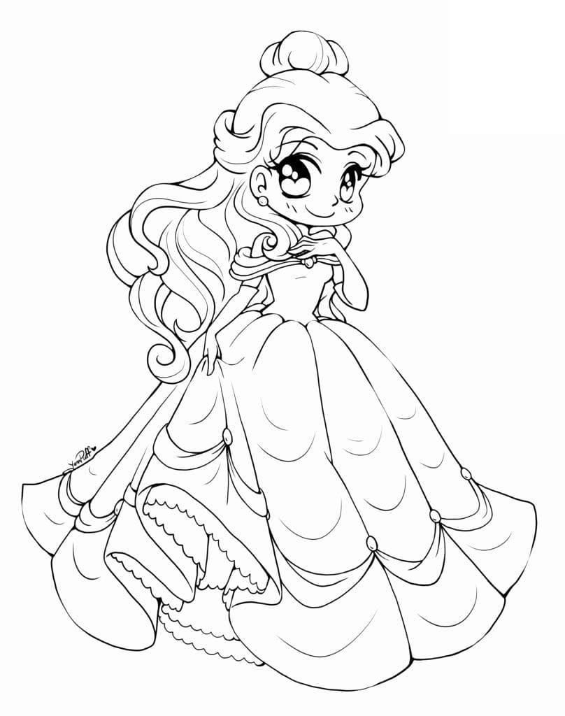 Coloriage chibi belle