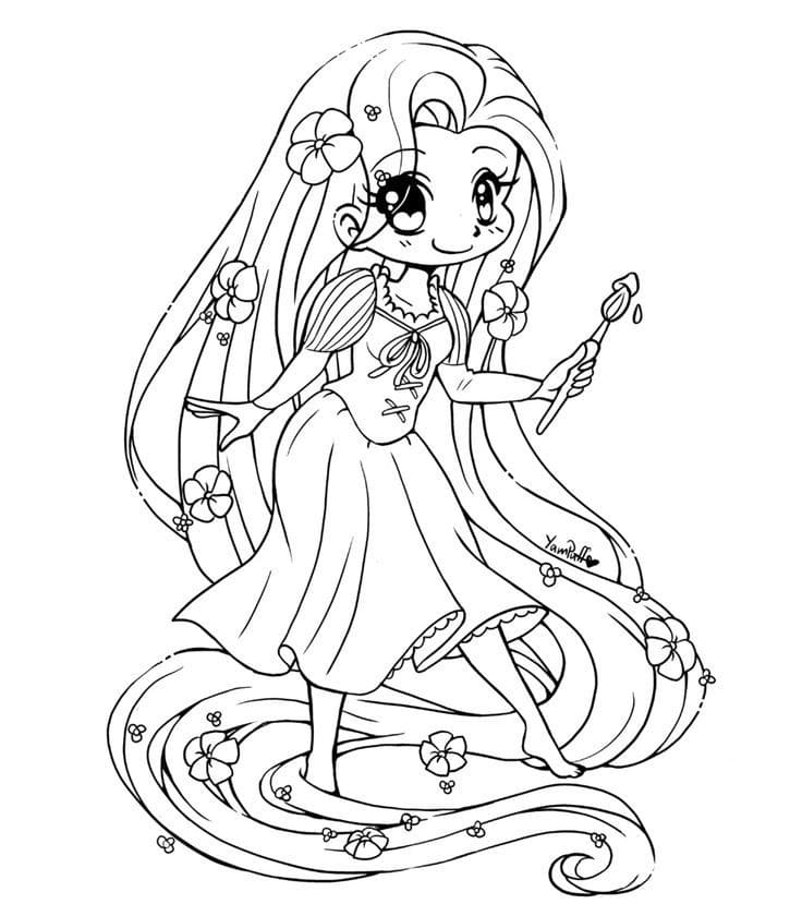 Coloriage chibi raiponce