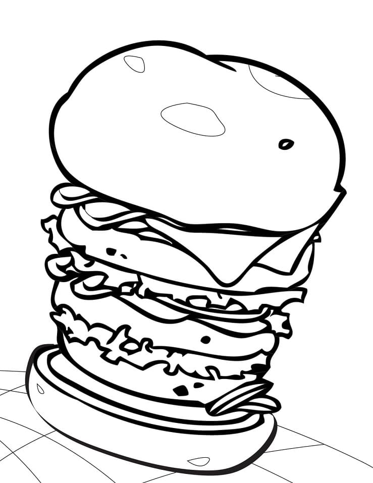 Coloriage hamburger 3 à imprimer