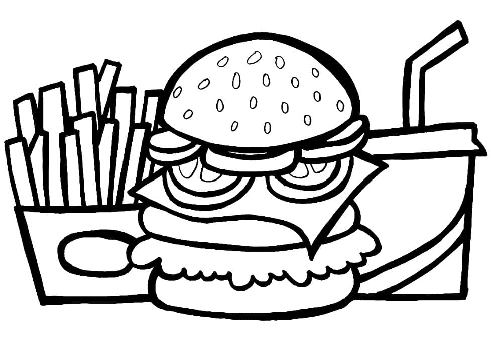 Coloriage hamburger et restauration rapide à imprimer
