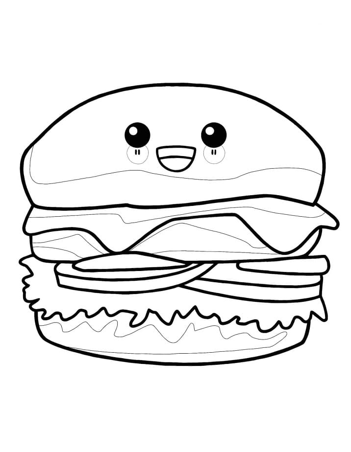 Coloriage hamburger mignon à imprimer