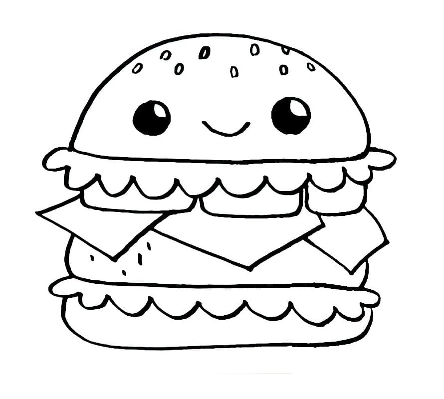 Coloriage hamburger souriant à imprimer
