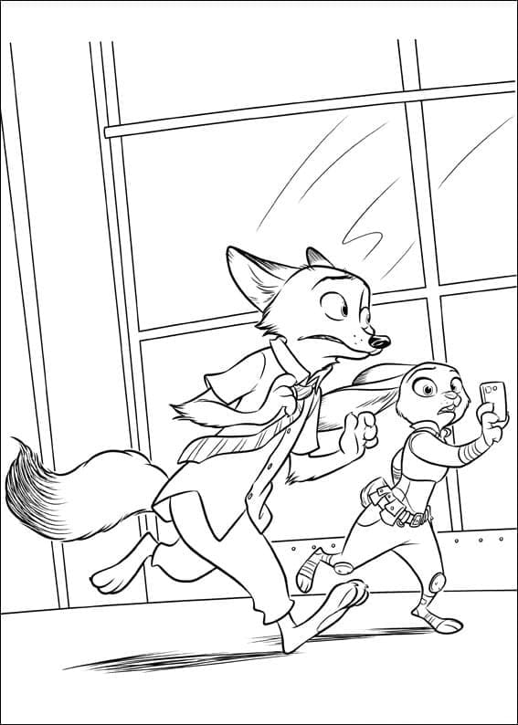 Coloriage judy et nick de zootopie