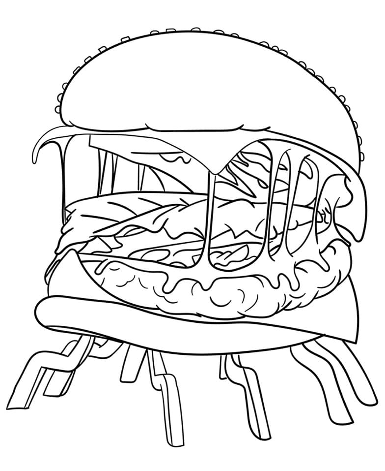 Coloriage monstre de hamburger à imprimer