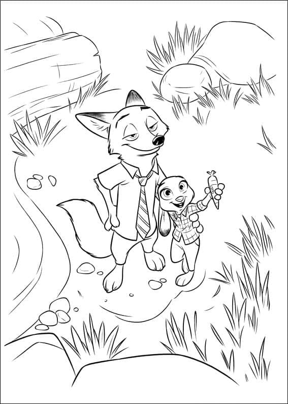 Coloriage nick et judy de zootopie