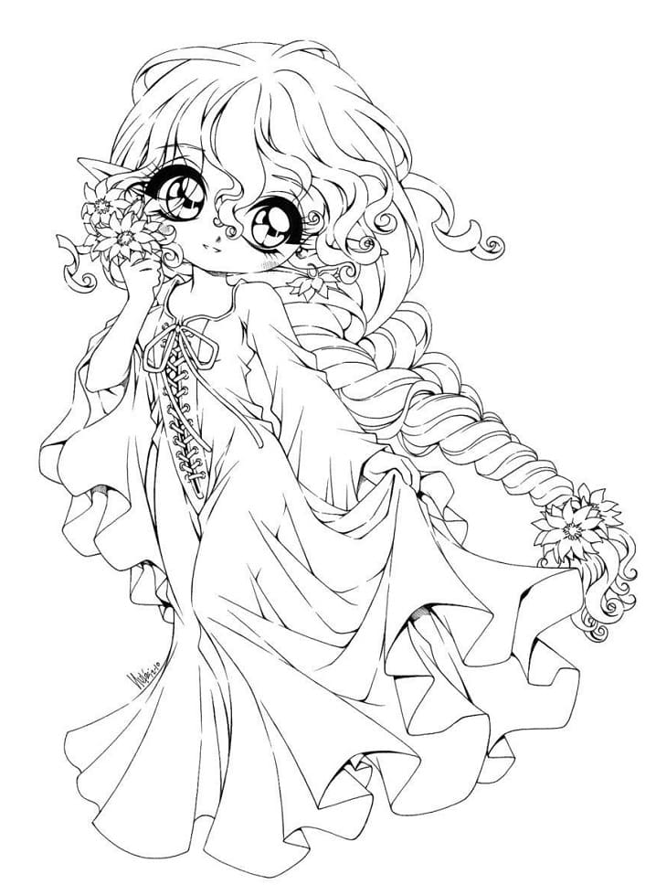 Coloriage princesse chibi 2