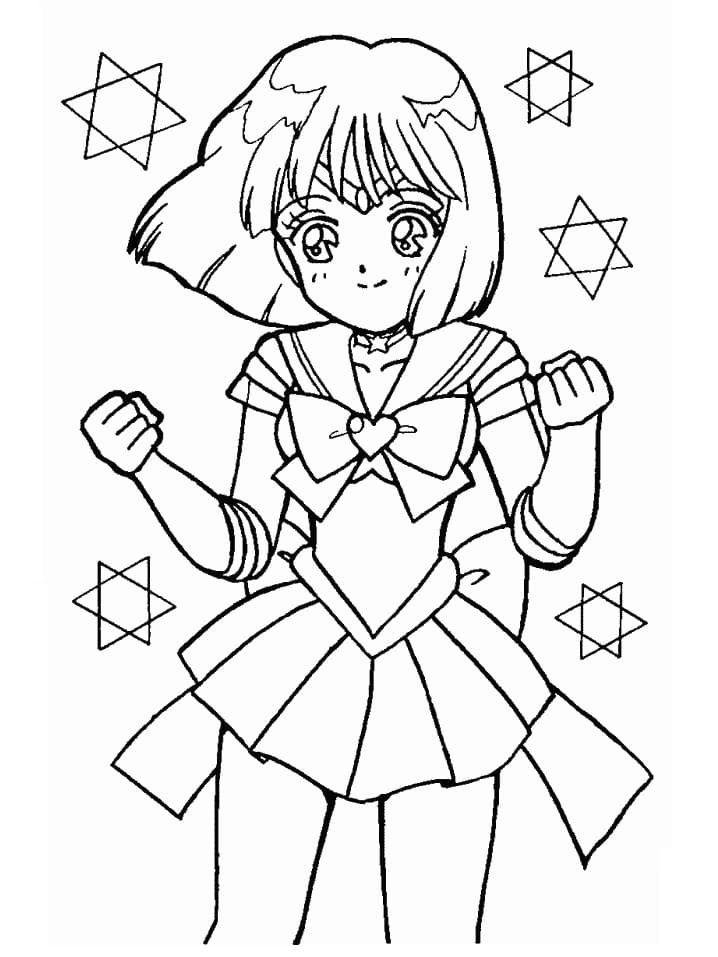 Coloriage sailor saturn à imprimer