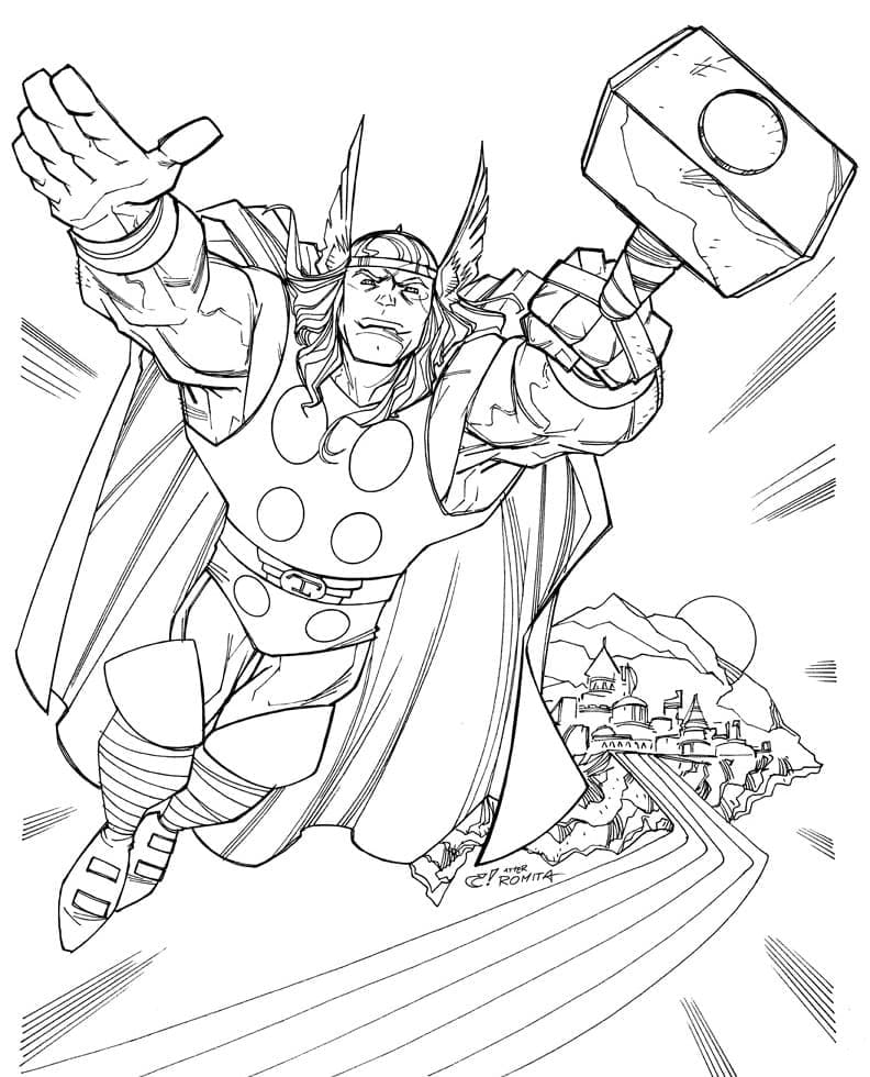 Coloriage thor de asgard