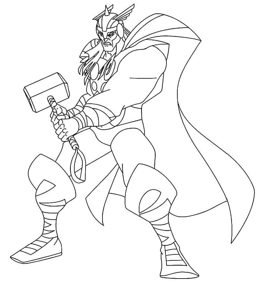 Coloriage thor et mjolnir