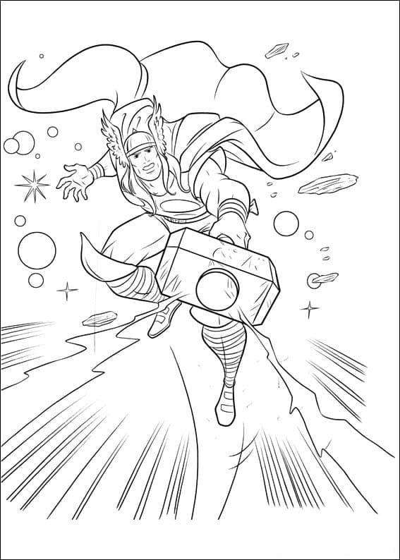 Coloriage thor puissant