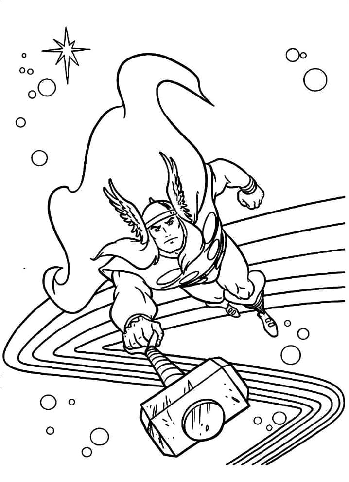 Coloriage thor volant