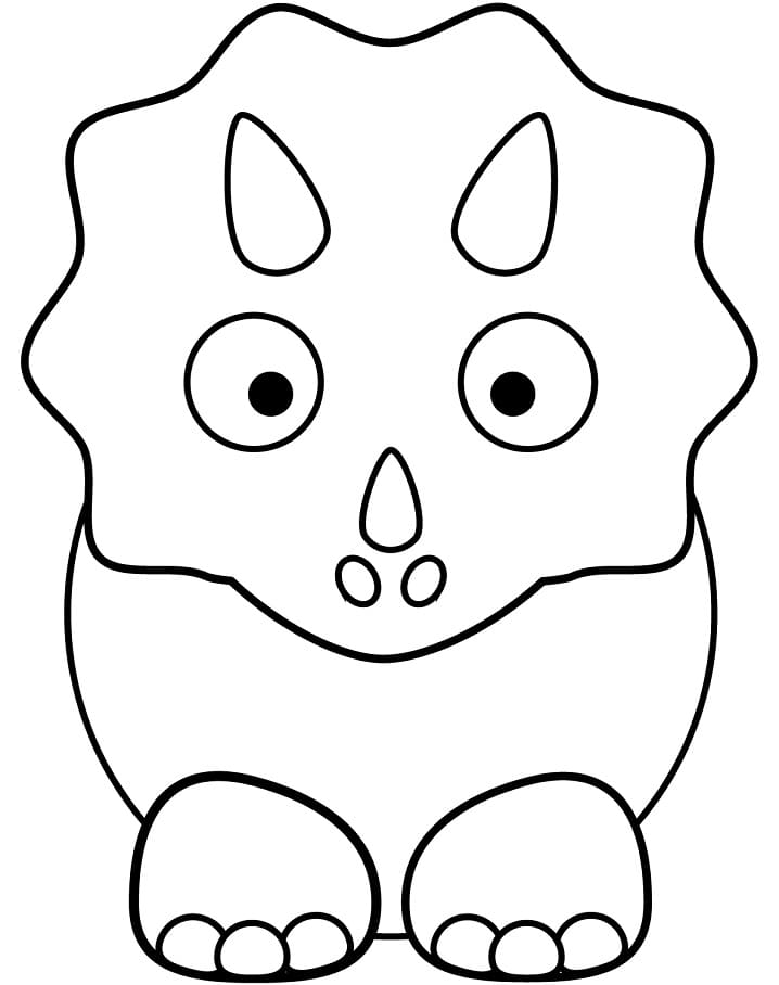 Coloriage tricératops mignon à imprimer