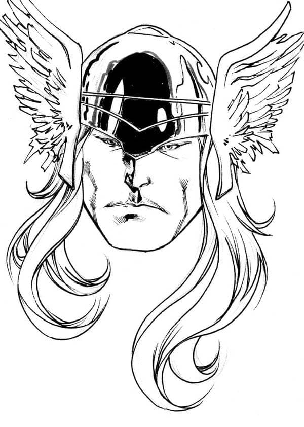 Coloriage visage de thor