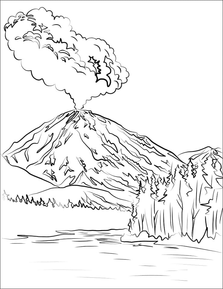 Coloriage volcan 1