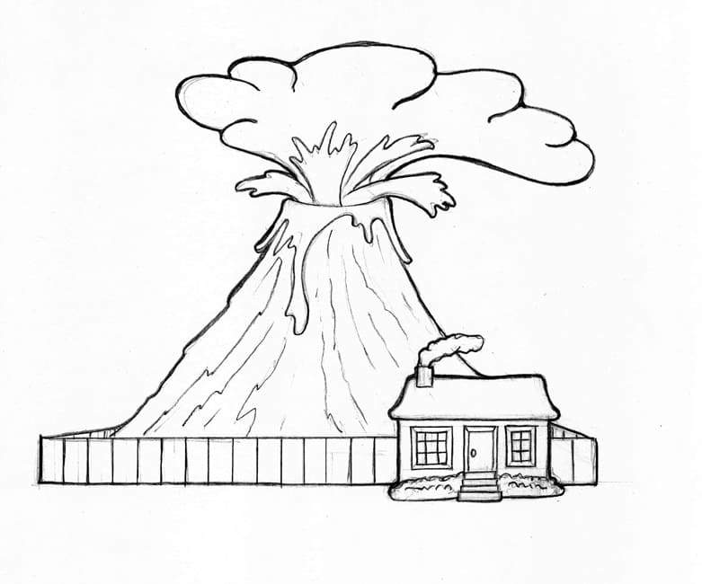 Coloriage volcan 3