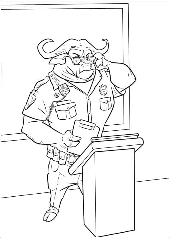 Coloriage zootopie chef bogo