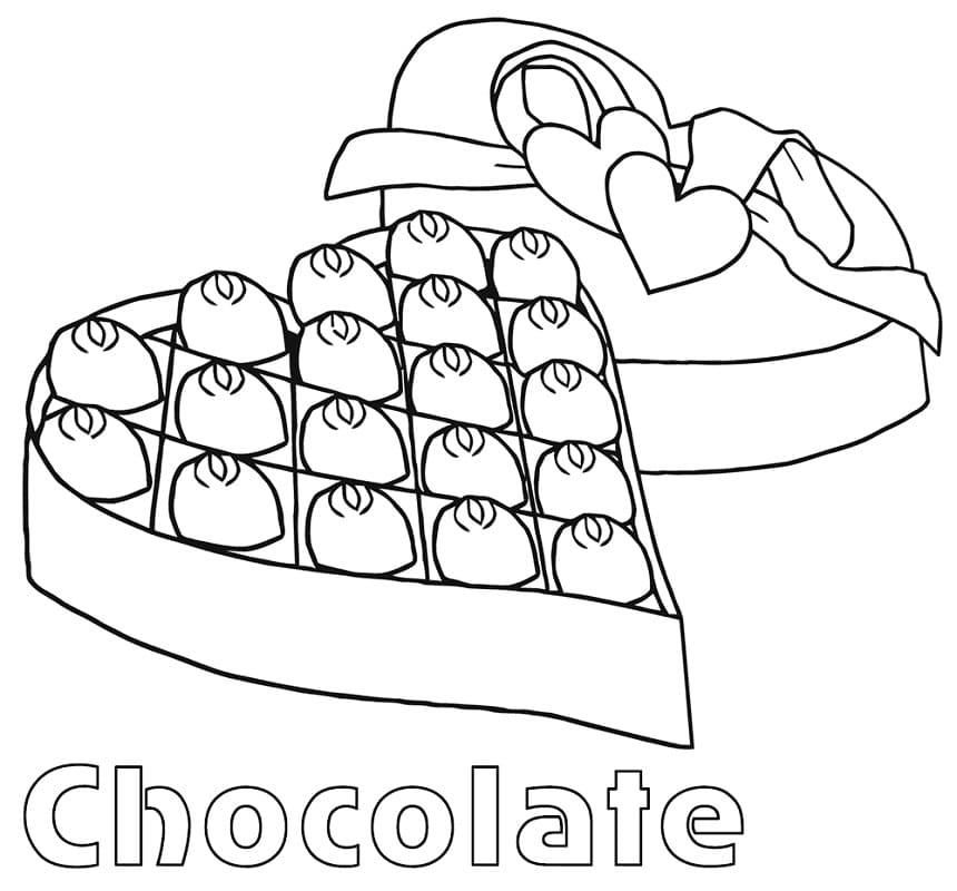 Coloriage chocolat de la saint-valentin à imprimer