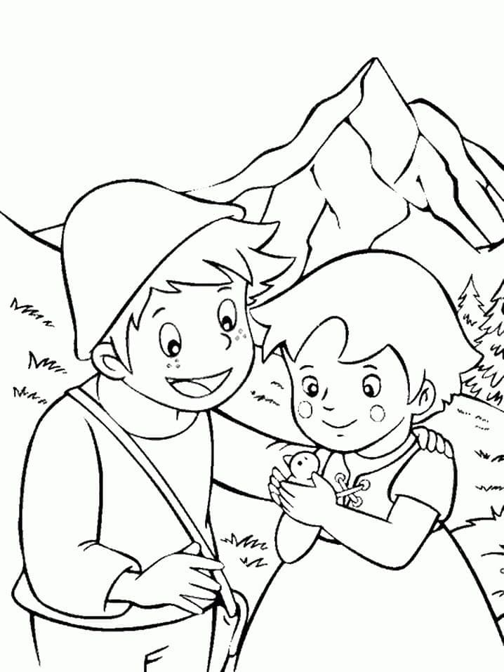 Coloriage heidi et peter