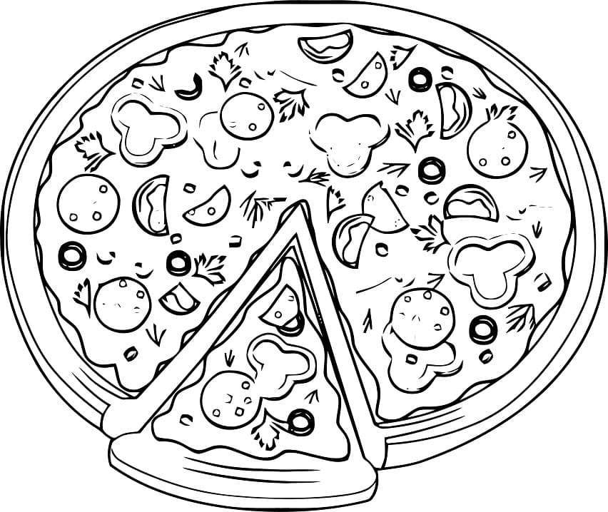 Coloriage pizza délicieuse