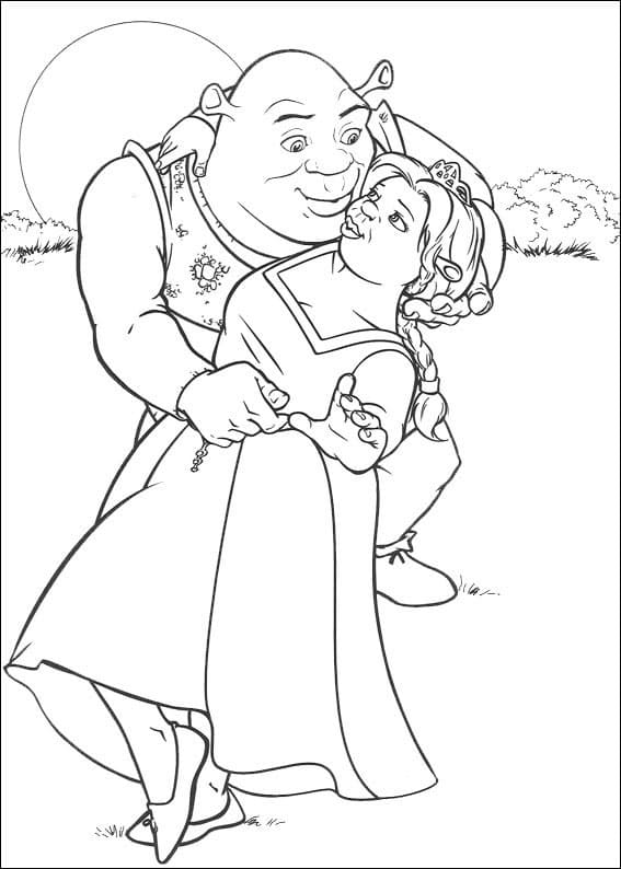 Coloriage shrek avec fiona