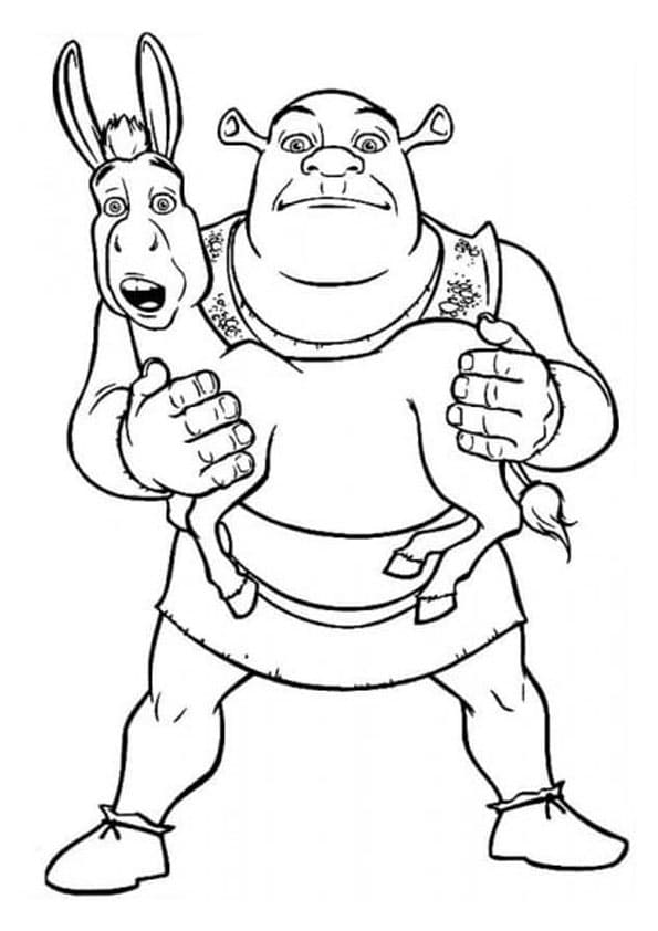 Coloriage shrek avec l’âne à imprimer