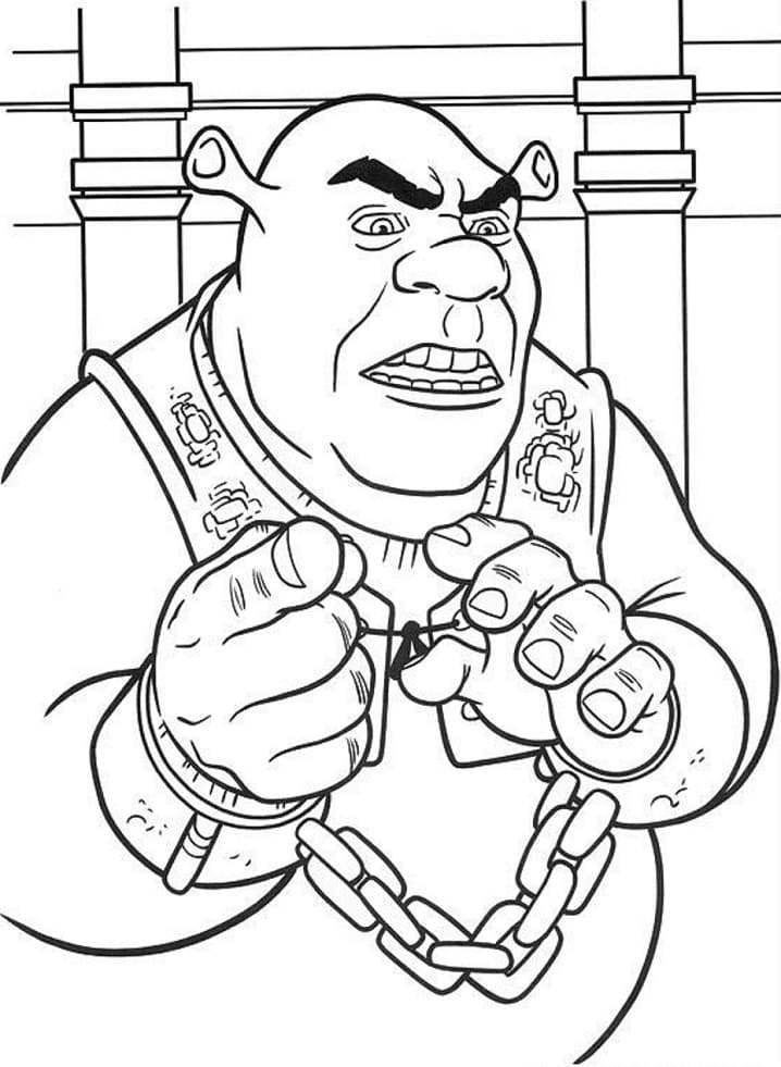 Coloriage shrek en colère