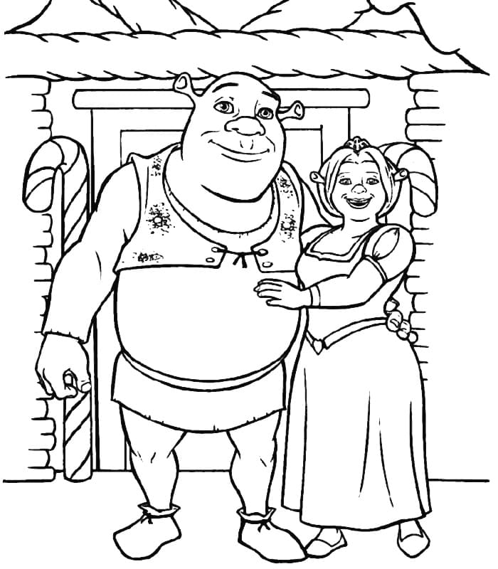 Coloriage shrek et fiona à imprimer