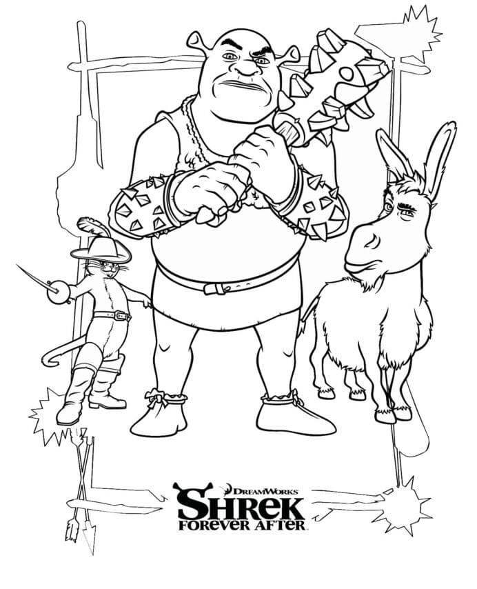 Coloriage shrek et l'âne