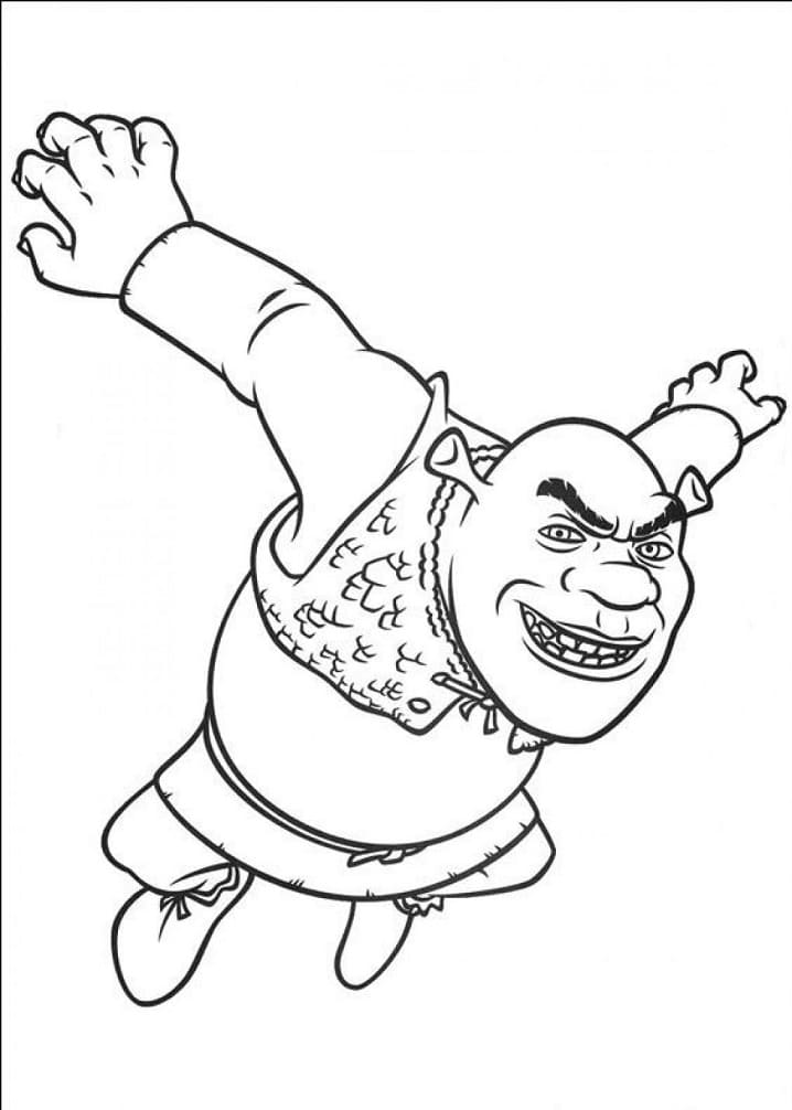 Coloriage shrek sautant à imprimer