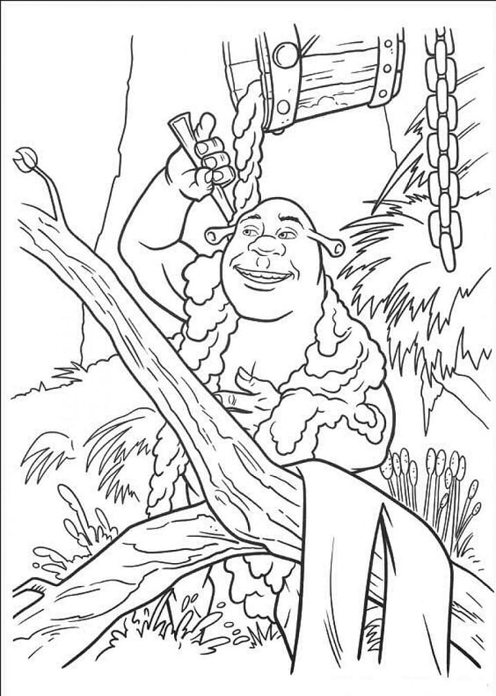 Coloriage shrek se douche à imprimer