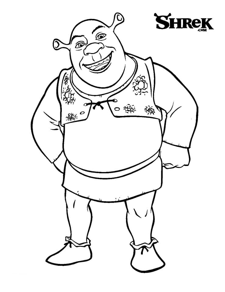 Coloriage shrek souriant à imprimer