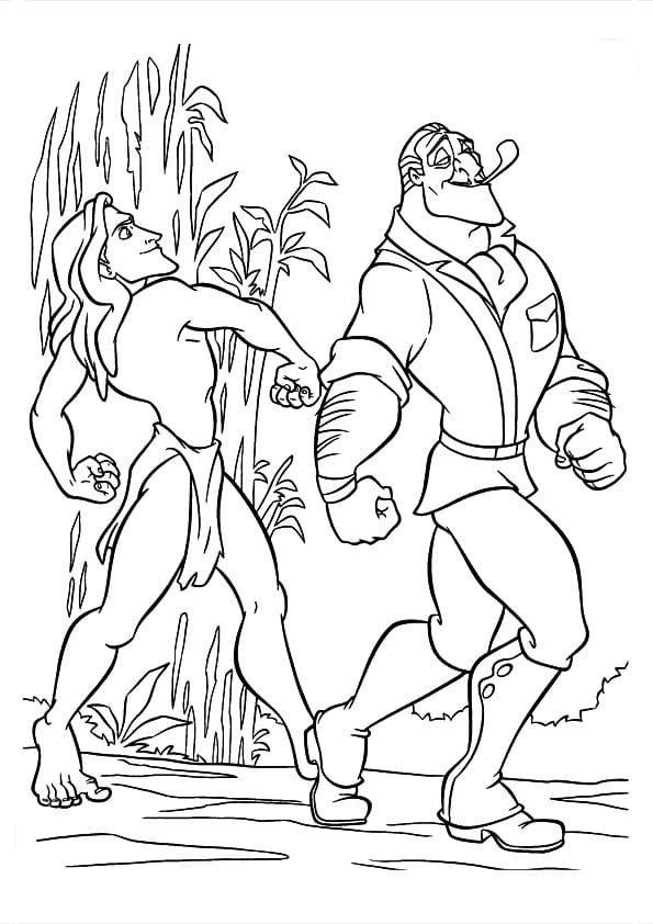 Coloriage tarzan et clayton