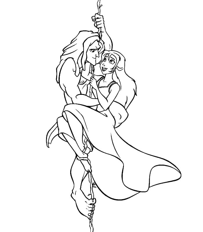 Coloriage tarzan et jane porter