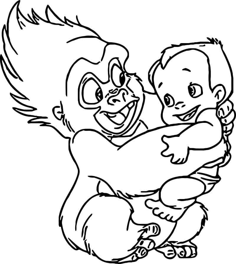 Coloriage terk avec tarzan