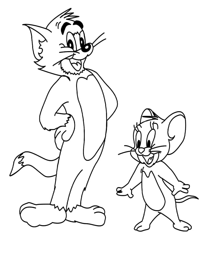 Coloriage tom and jerry heureux