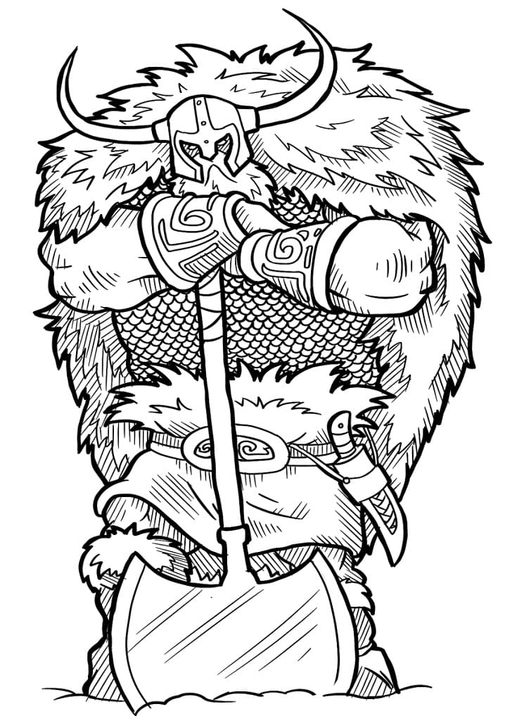 Coloriage viking avec hache