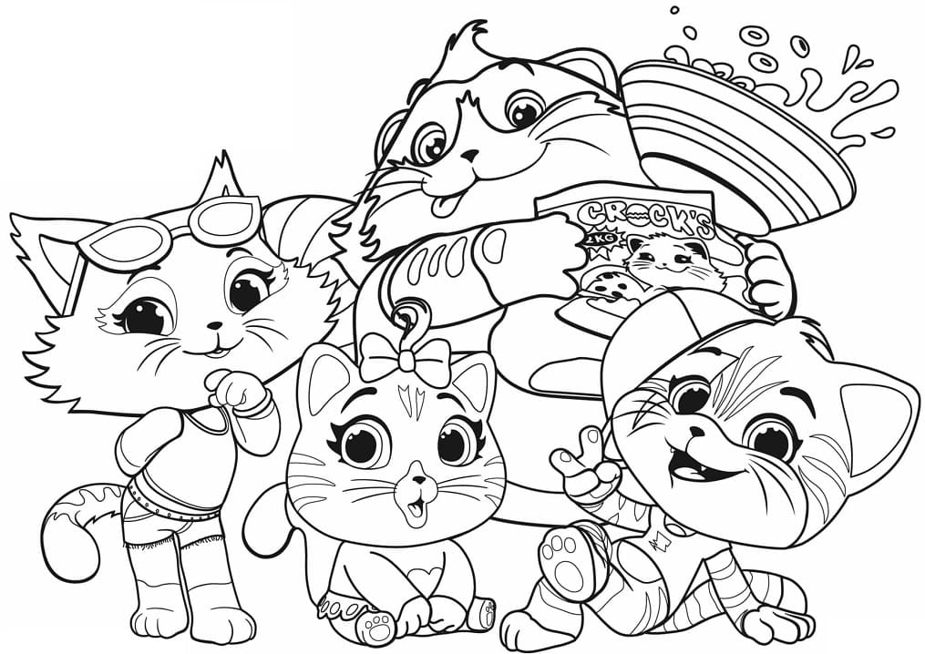 Coloriage 44 chats personnages 3 à imprimer