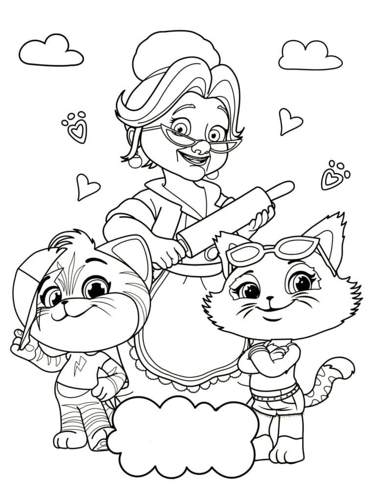 Coloriage 44 chats personnages 4 à imprimer