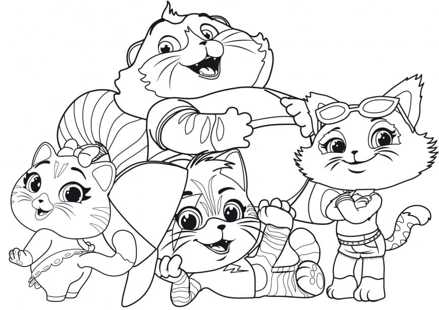 Coloriage 44 chats personnages 5 à imprimer