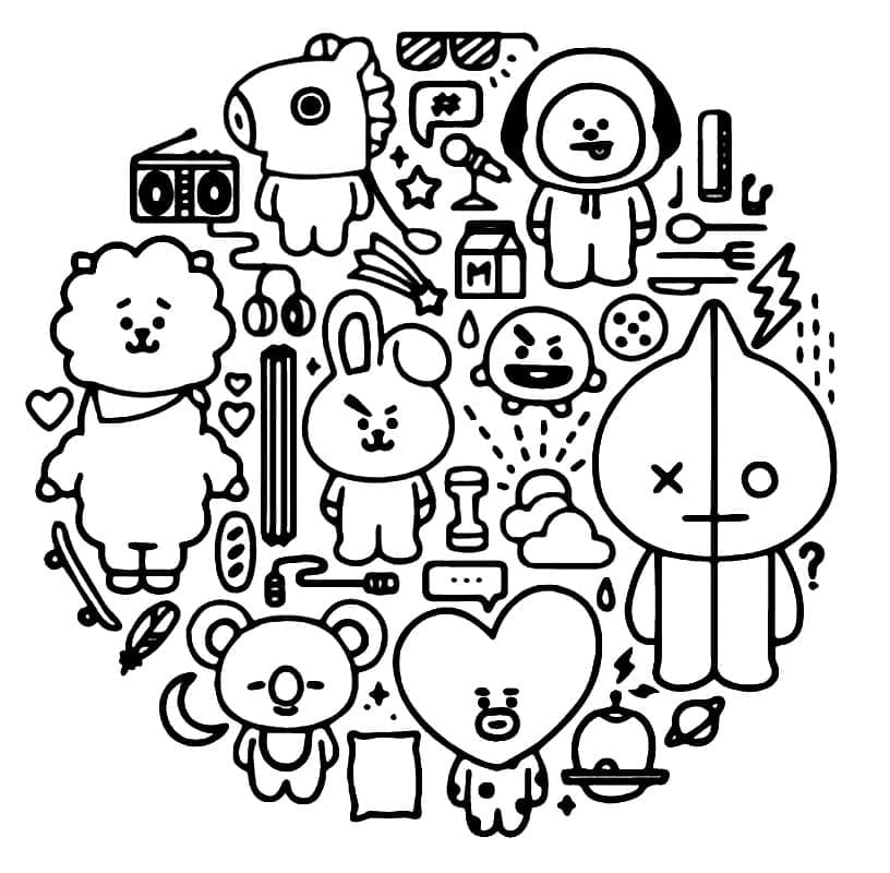 Coloriage bt21 adorable à imprimer