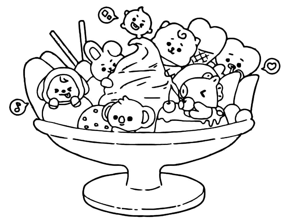 Coloriage bt21 charmant à imprimer