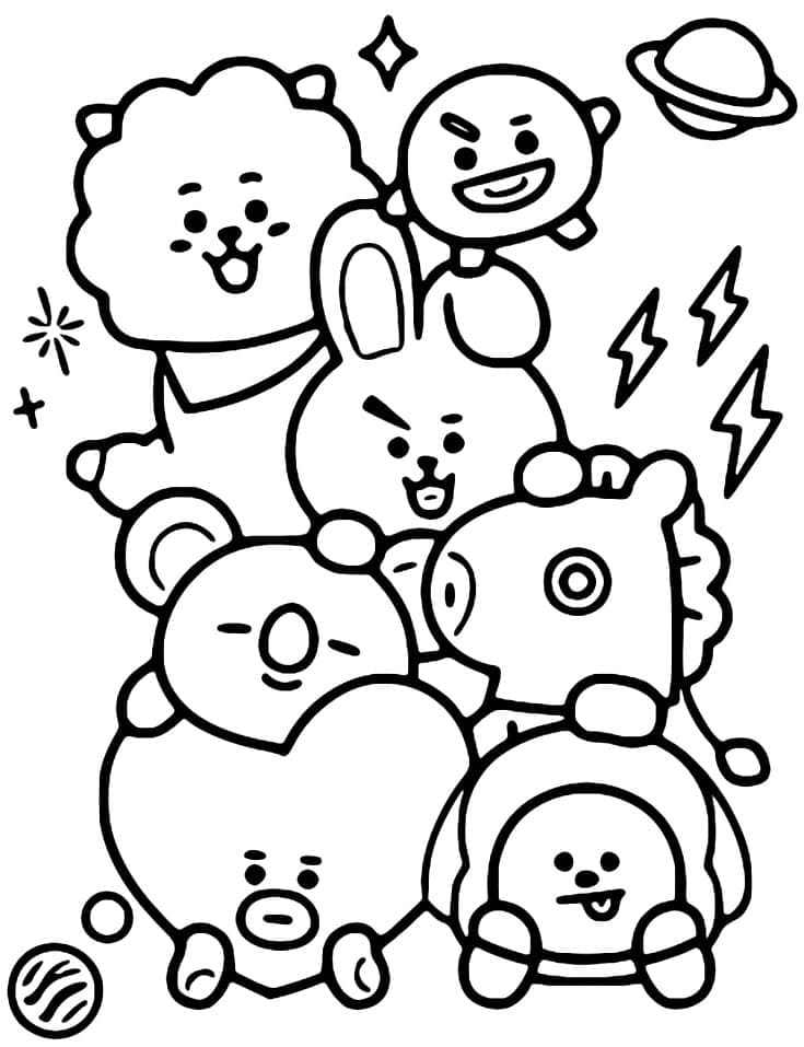 Coloriage bt21 drôle à imprimer