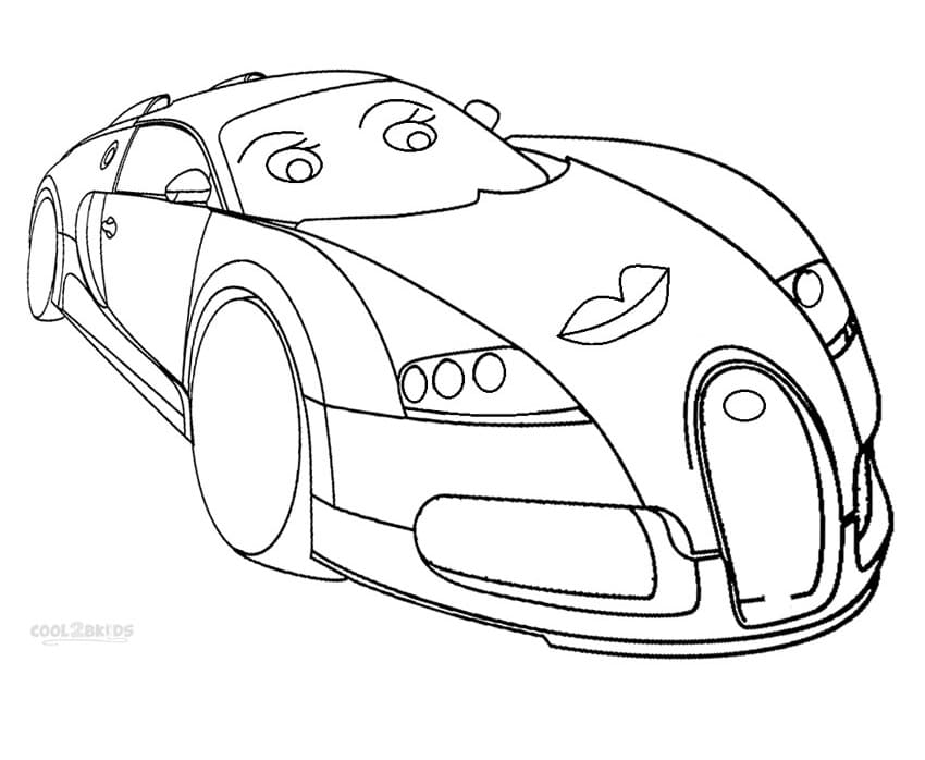 Coloriage bugatti de dessin animé