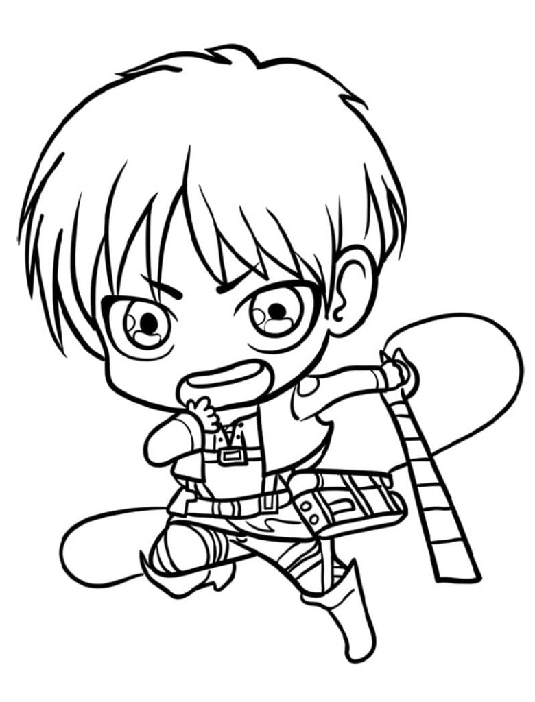 Coloriage eren jäger adorable à imprimer