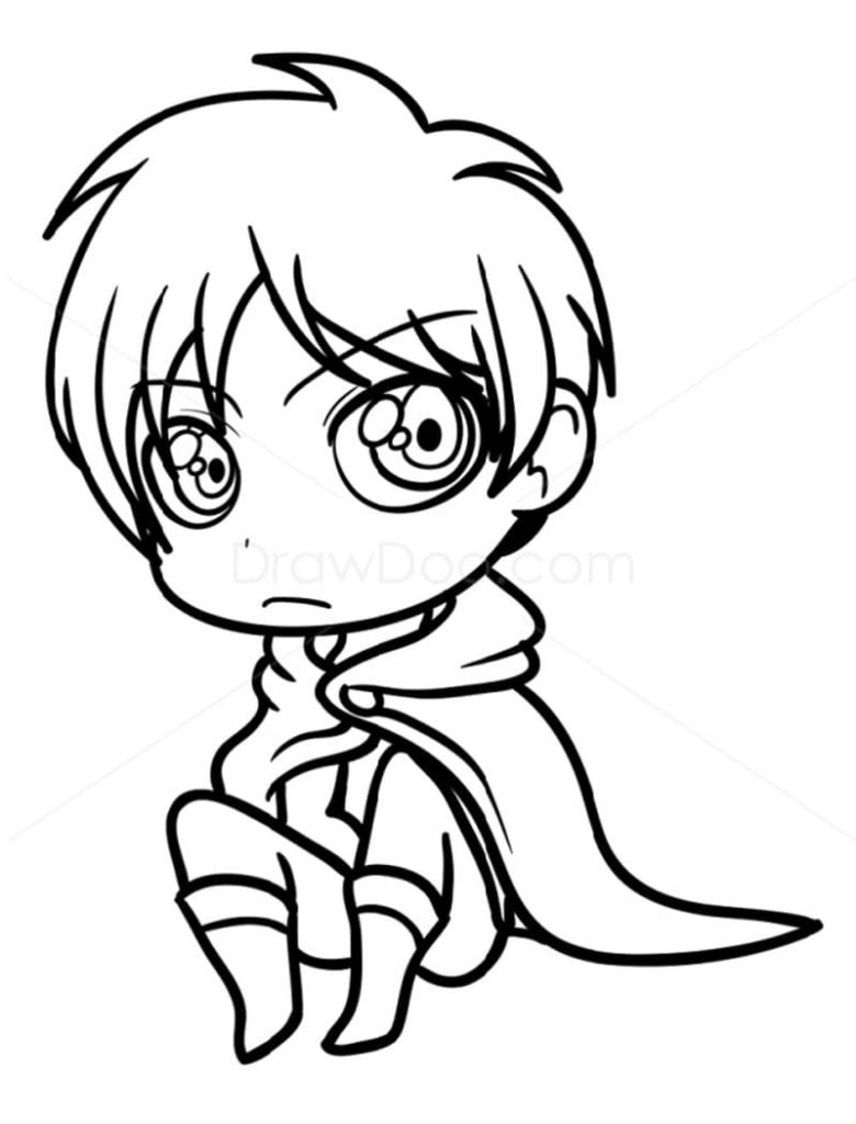 Coloriage eren jäger mignon à imprimer