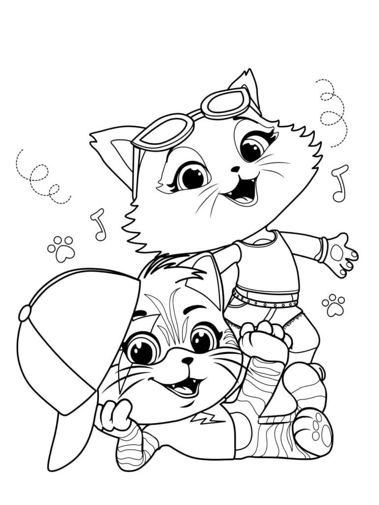 Coloriage lampo et milady de 44 chats à imprimer