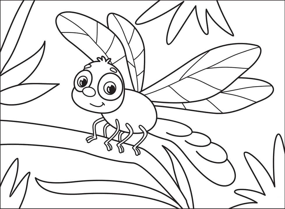 Coloriage libellule mignonne