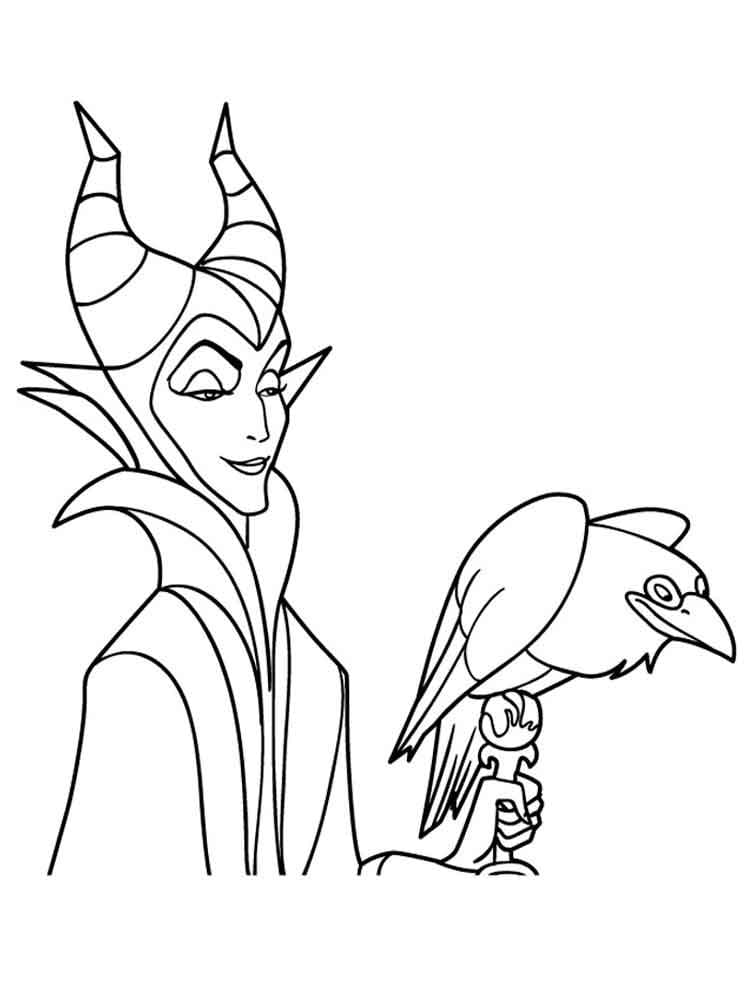 Coloriage maléfique et corbeau